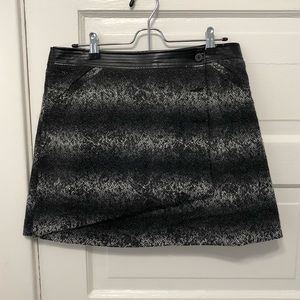 Karl Lagerfeld Tweed and Faux Leather Wrap Skirt